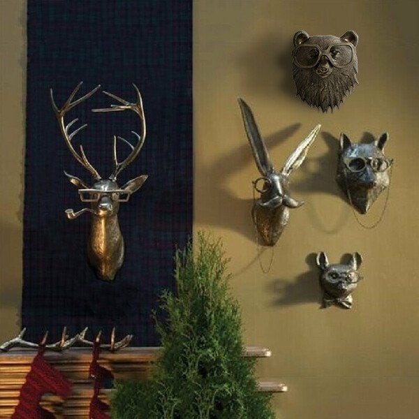 Rustic Wooden Deer Antler Wall Decor
