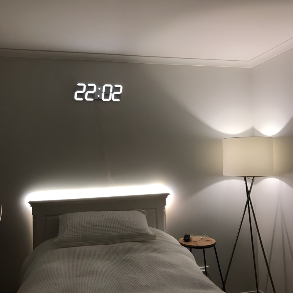 Modern LED Wall Clock with 3D Display and Nightlight - Vorem