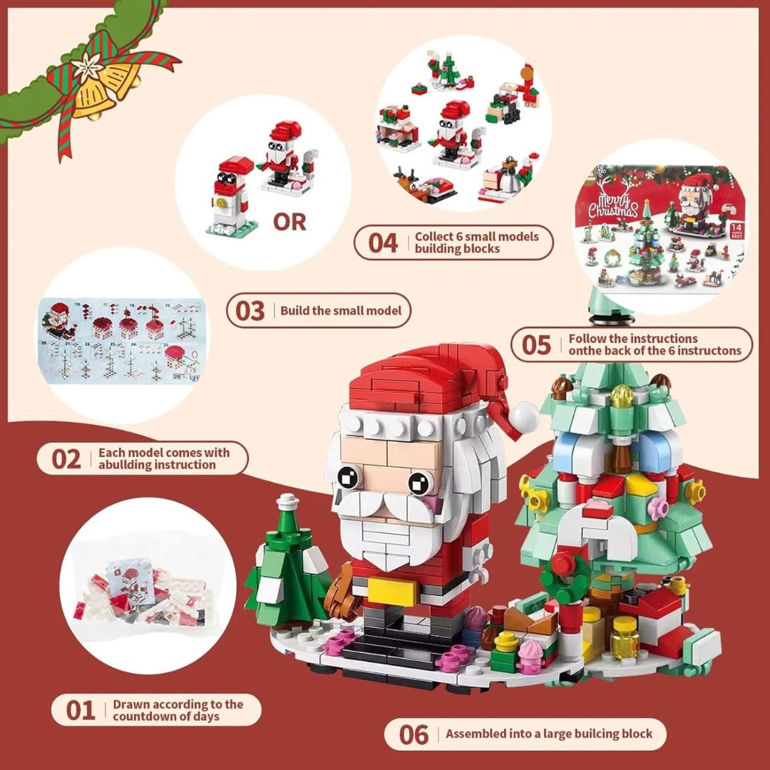 Christmas Advent Calendar – 6-in-1 Santa & Tree Building Blocks