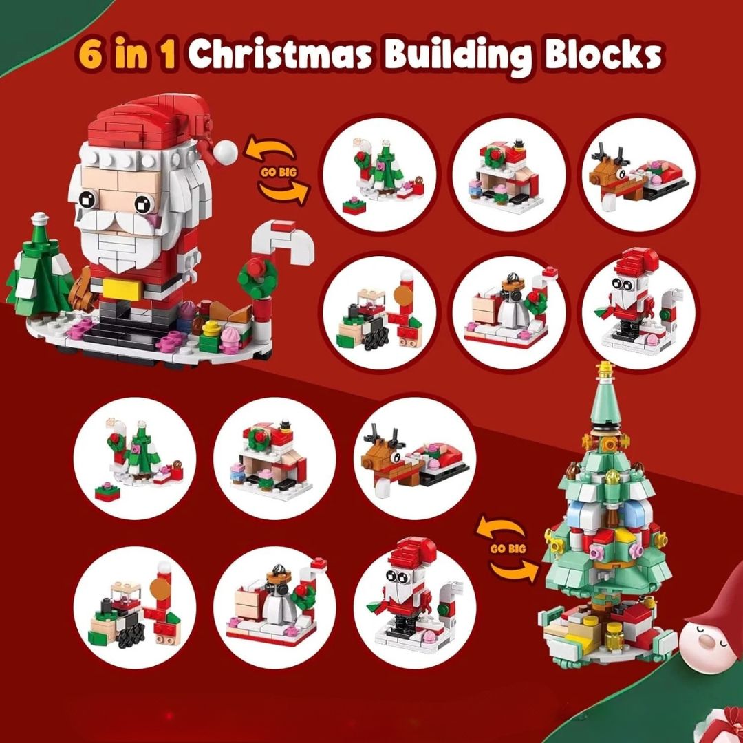 Christmas Advent Calendar – 6-in-1 Santa & Tree Building Blocks