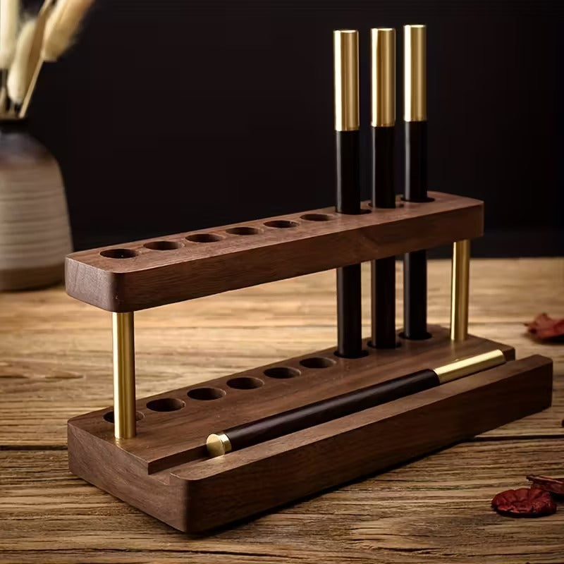 Multifunctional Walnut Wood Desk Organizer