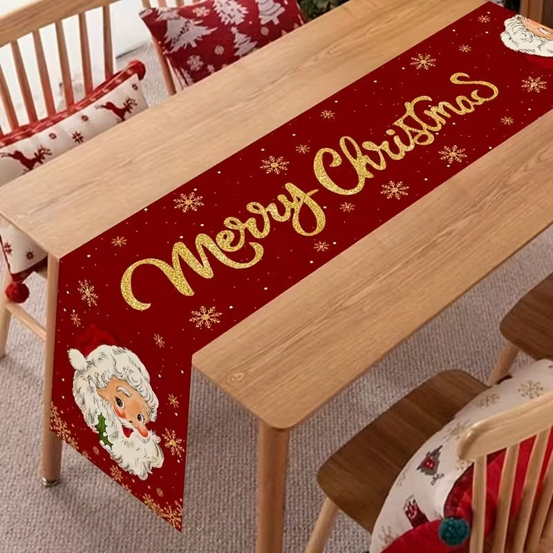 Festive Santa Claus Christmas Table Runner
