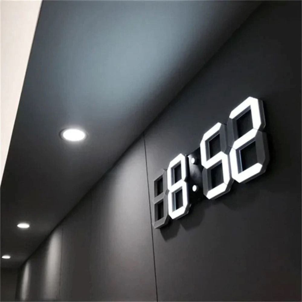 Modern LED Wall Clock with 3D Display and Nightlight