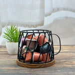 Wrought Iron Coffee Cup-Shaped Storage Basket
