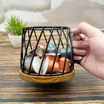 Wrought Iron Coffee Cup-Shaped Storage Basket