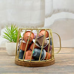 Wrought Iron Coffee Cup-Shaped Storage Basket