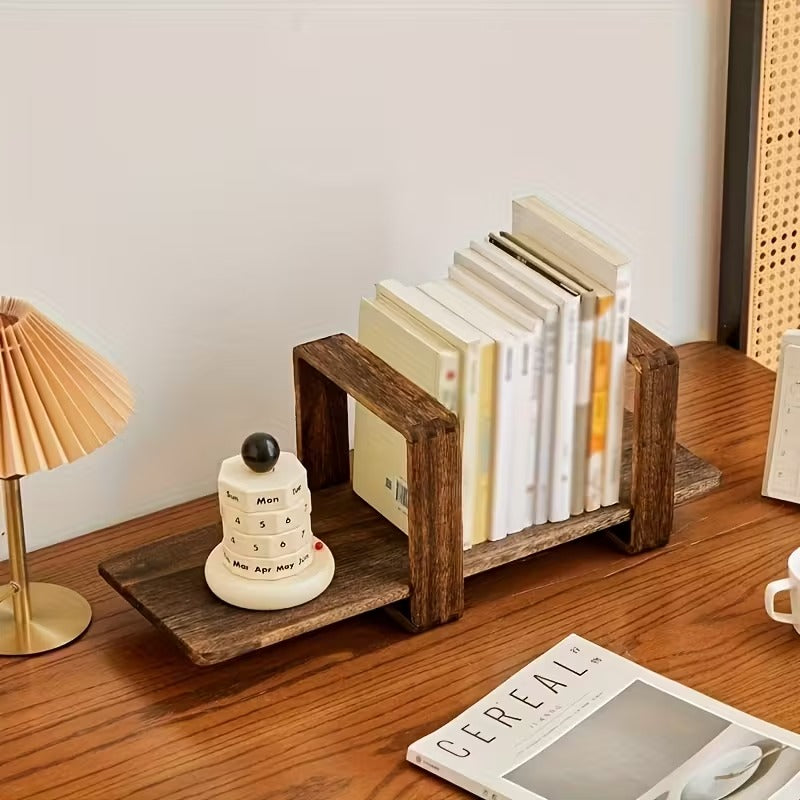 Adjustable Wooden Desktop Storage Rack & Bookshelf