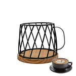 Wrought Iron Coffee Cup-Shaped Storage Basket