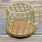 Wrought Iron Coffee Cup-Shaped Storage Basket