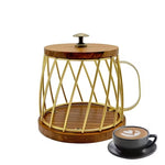 Wrought Iron Coffee Cup-Shaped Storage Basket