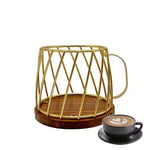 Wrought Iron Coffee Cup-Shaped Storage Basket