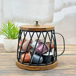 Wrought Iron Coffee Cup-Shaped Storage Basket