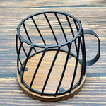 Wrought Iron Coffee Cup-Shaped Storage Basket